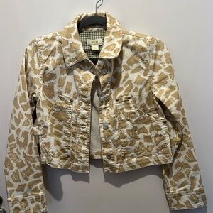 Anthropologie - Maeve leopard, cropped jacket with silver buttons size XXS